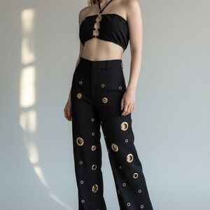 Stylish Black and Gold Women's Pants and top set  2 colors available black/beige
